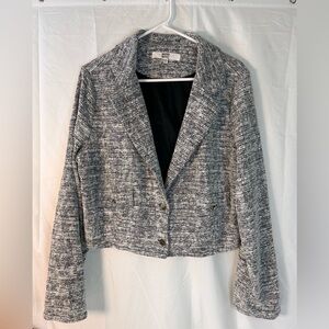 Madden NYC Juniors Gray Black Cropped Blazer Size XXL